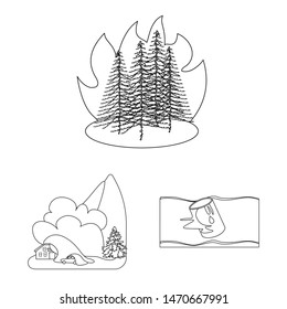Isolated object of cataclysm and disaster sign. Set of cataclysm and apocalypse stock vector illustration.