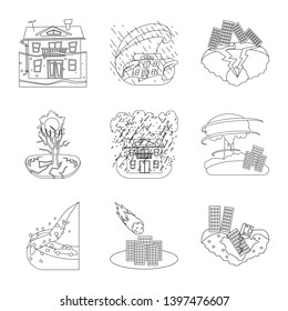 Isolated object  cataclysm and disaster symbol. Set  cataclysm and apocalypse  stock symbol for web.