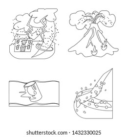 Isolated object of cataclysm and disaster symbol. Collection of cataclysm and apocalypse vector icon for stock.