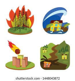 Isolated object of cataclysm and disaster symbol. Set of cataclysm and apocalypse stock symbol for web.