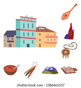 Isolated object of Caucasus and traditions icon. Collection of Caucasus and attributes vector icon for stock.
