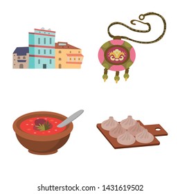 Isolated object of Caucasus and traditions icon. Collection of Caucasus and attributes stock vector illustration.