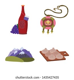 Isolated object of Caucasus and traditions icon. Set of Caucasus and attributes stock vector illustration.
