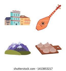 Isolated object of Caucasus and traditions logo. Set of Caucasus and attributes vector icon for stock.