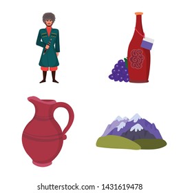 Isolated object of Caucasus and traditions logo. Collection of Caucasus and attributes vector icon for stock.