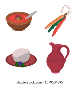 Isolated object of Caucasus and traditions sign. Set of Caucasus and attributes stock vector illustration.