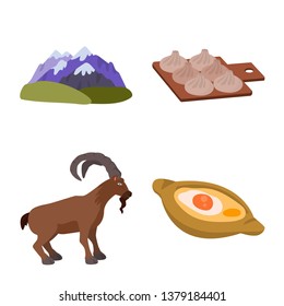 Isolated object of Caucasus and traditions sign. Set of Caucasus and attributes stock vector illustration.
