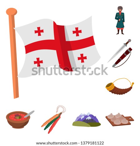 Isolated object of Caucasus and traditions sign. Collection of Caucasus and attributes stock vector illustration.