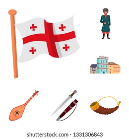 Isolated object of Caucasus and traditions symbol. Set of Caucasus and attributes stock vector illustration.