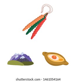 Isolated object of Caucasus and traditions symbol. Collection of Caucasus and attributes stock vector illustration.