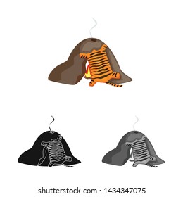 Isolated object of cave and primeval icon. Set of cave and campfire stock symbol for web.