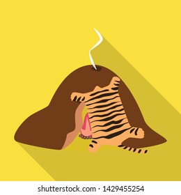 Isolated object of cave and primeval logo. Collection of cave and campfire stock symbol for web.