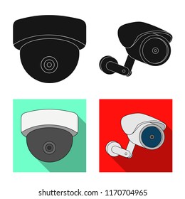 Isolated object of cctv and camera icon. Collection of cctv and system vector icon for stock.