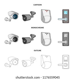 Isolated object of cctv and camera icon. Collection of cctv and system vector icon for stock.