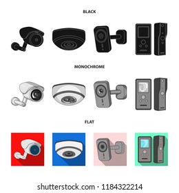 Isolated object of cctv and camera icon. Collection of cctv and system stock vector illustration.