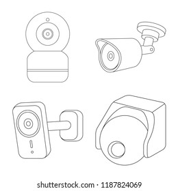 Isolated object of cctv and camera icon. Collection of cctv and system stock vector illustration.