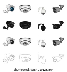Isolated object of cctv and camera icon. Collection of cctv and system stock symbol for web.