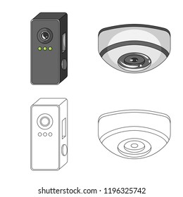 Isolated object of cctv and camera icon. Collection of cctv and system vector icon for stock.