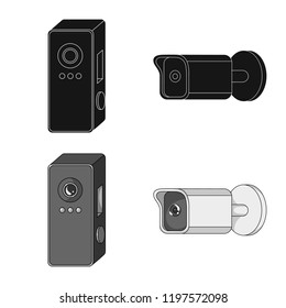 Isolated object of cctv and camera icon. Collection of cctv and system vector icon for stock.