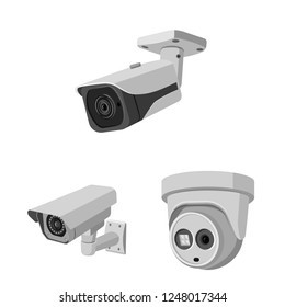 Isolated object of cctv and camera icon. Collection of cctv and system stock vector illustration.