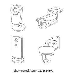 Isolated object of cctv and camera icon. Collection of cctv and system vector icon for stock.