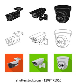 Isolated object of cctv and camera icon. Set of cctv and system stock vector illustration.