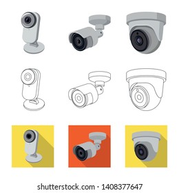Isolated object of cctv and camera icon. Set of cctv and system stock vector illustration.
