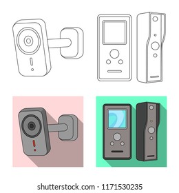 Isolated object of cctv and camera logo. Set of cctv and system stock vector illustration.