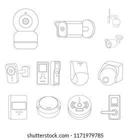 Isolated object of cctv and camera logo. Set of cctv and system stock vector illustration.