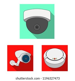 Isolated object of cctv and camera logo. Set of cctv and system stock vector illustration.