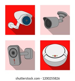 Isolated object of cctv and camera logo. Set of cctv and system vector icon for stock.