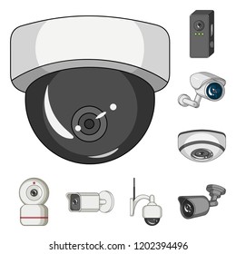 Isolated object of cctv and camera logo. Collection of cctv and system vector icon for stock.