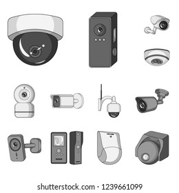 Isolated object of cctv and camera logo. Collection of cctv and system vector icon for stock.