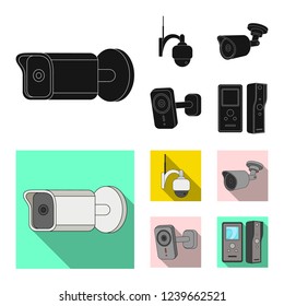 Isolated object of cctv and camera logo. Set of cctv and system stock symbol for web.