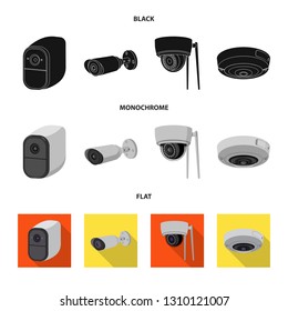 Isolated object of cctv and camera logo. Set of cctv and system stock vector illustration.