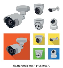 Isolated object of cctv and camera logo. Set of cctv and system stock symbol for web.