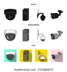 Isolated object of cctv and camera sign. Set of cctv and system stock vector illustration.
