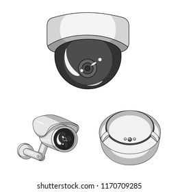 Isolated object of cctv and camera sign. Collection of cctv and system stock symbol for web.