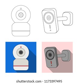 Isolated object of cctv and camera sign. Set of cctv and system vector icon for stock.