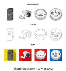 Isolated object of cctv and camera sign. Collection of cctv and system stock symbol for web.