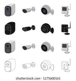 Isolated object of cctv and camera sign. Set of cctv and system stock symbol for web.