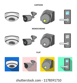 Isolated object of cctv and camera sign. Collection of cctv and system vector icon for stock.