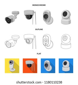 Isolated object of cctv and camera sign. Set of cctv and system stock symbol for web.