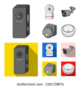 Isolated object of cctv and camera sign. Collection of cctv and system stock symbol for web.