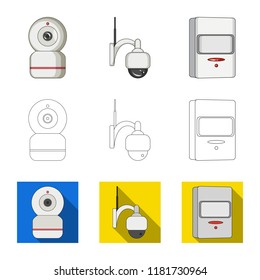 Isolated object of cctv and camera sign. Set of cctv and system stock symbol for web.