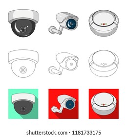 Isolated object of cctv and camera sign. Set of cctv and system stock symbol for web.