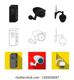 Isolated object of cctv and camera sign. Collection of cctv and system stock symbol for web.