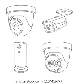 Isolated object of cctv and camera sign. Set of cctv and system stock symbol for web.