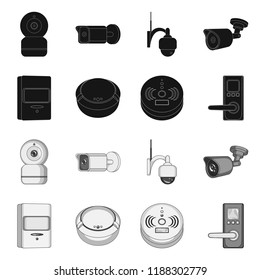 Isolated object of cctv and camera sign. Set of cctv and system stock symbol for web.