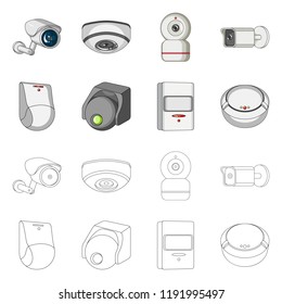 Isolated object of cctv and camera sign. Collection of cctv and system vector icon for stock.
